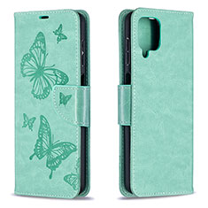 Leather Case Stands Butterfly Flip Cover Holder B01F for Samsung Galaxy A12 5G Green
