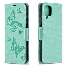 Leather Case Stands Butterfly Flip Cover Holder B01F for Samsung Galaxy A12 Green