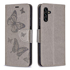 Leather Case Stands Butterfly Flip Cover Holder B01F for Samsung Galaxy A13 5G Gray