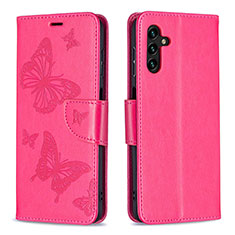 Leather Case Stands Butterfly Flip Cover Holder B01F for Samsung Galaxy A13 5G Hot Pink