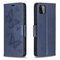 Leather Case Stands Butterfly Flip Cover Holder B01F for Samsung Galaxy A22 5G Blue