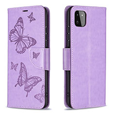 Leather Case Stands Butterfly Flip Cover Holder B01F for Samsung Galaxy A22 5G Clove Purple