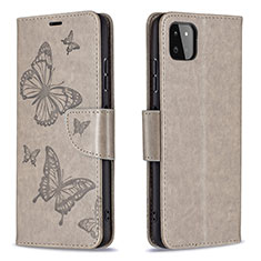 Leather Case Stands Butterfly Flip Cover Holder B01F for Samsung Galaxy A22 5G Gray