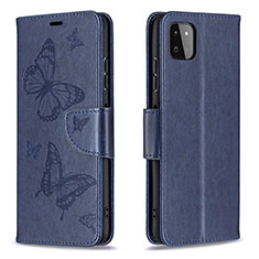 Leather Case Stands Butterfly Flip Cover Holder B01F for Samsung Galaxy A22s 5G Blue