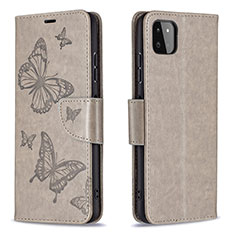 Leather Case Stands Butterfly Flip Cover Holder B01F for Samsung Galaxy A22s 5G Gray