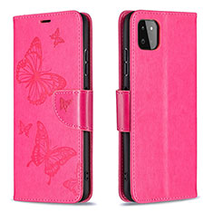 Leather Case Stands Butterfly Flip Cover Holder B01F for Samsung Galaxy A22s 5G Hot Pink