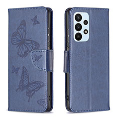 Leather Case Stands Butterfly Flip Cover Holder B01F for Samsung Galaxy A23 4G Blue