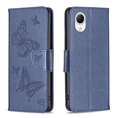 Leather Case Stands Butterfly Flip Cover Holder B01F for Samsung Galaxy A23 5G SC-56C Blue