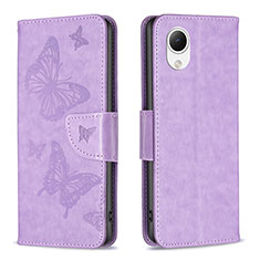 Leather Case Stands Butterfly Flip Cover Holder B01F for Samsung Galaxy A23 5G SC-56C Clove Purple