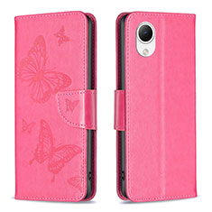 Leather Case Stands Butterfly Flip Cover Holder B01F for Samsung Galaxy A23e 5G Hot Pink