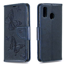 Leather Case Stands Butterfly Flip Cover Holder B01F for Samsung Galaxy A30 Blue