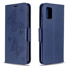 Leather Case Stands Butterfly Flip Cover Holder B01F for Samsung Galaxy A31 Blue