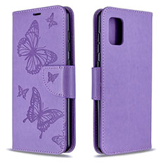 Leather Case Stands Butterfly Flip Cover Holder B01F for Samsung Galaxy A31 Clove Purple