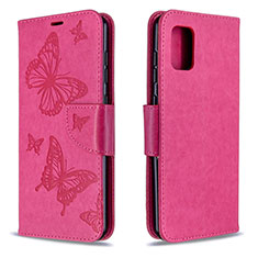Leather Case Stands Butterfly Flip Cover Holder B01F for Samsung Galaxy A31 Hot Pink