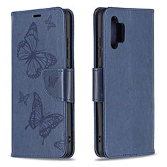 Leather Case Stands Butterfly Flip Cover Holder B01F for Samsung Galaxy A32 4G Blue