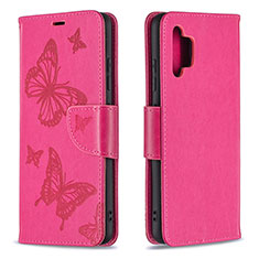 Leather Case Stands Butterfly Flip Cover Holder B01F for Samsung Galaxy A32 5G Hot Pink