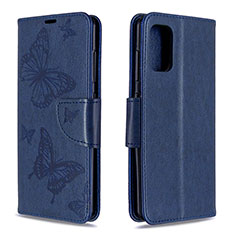 Leather Case Stands Butterfly Flip Cover Holder B01F for Samsung Galaxy A41 Blue