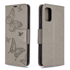 Leather Case Stands Butterfly Flip Cover Holder B01F for Samsung Galaxy A41 Gray