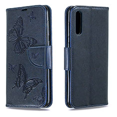 Leather Case Stands Butterfly Flip Cover Holder B01F for Samsung Galaxy A50 Blue