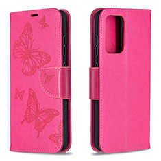 Leather Case Stands Butterfly Flip Cover Holder B01F for Samsung Galaxy A52s 5G Hot Pink