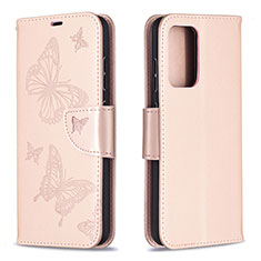 Leather Case Stands Butterfly Flip Cover Holder B01F for Samsung Galaxy A52s 5G Rose Gold