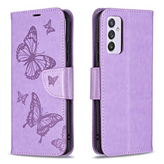 Leather Case Stands Butterfly Flip Cover Holder B01F for Samsung Galaxy A54 5G Clove Purple