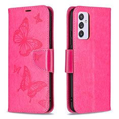 Leather Case Stands Butterfly Flip Cover Holder B01F for Samsung Galaxy A54 5G Hot Pink