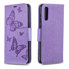 Leather Case Stands Butterfly Flip Cover Holder B01F for Samsung Galaxy A70S Clove Purple