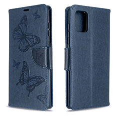 Leather Case Stands Butterfly Flip Cover Holder B01F for Samsung Galaxy A71 4G A715 Blue