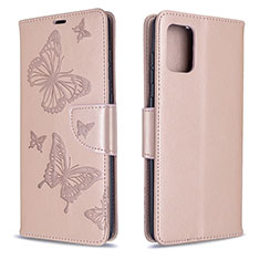 Leather Case Stands Butterfly Flip Cover Holder B01F for Samsung Galaxy A71 4G A715 Rose Gold