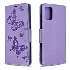 Leather Case Stands Butterfly Flip Cover Holder B01F for Samsung Galaxy A71 5G Clove Purple
