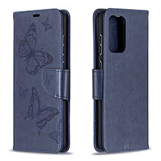 Leather Case Stands Butterfly Flip Cover Holder B01F for Samsung Galaxy A72 4G Blue