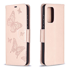 Leather Case Stands Butterfly Flip Cover Holder B01F for Samsung Galaxy A72 4G Rose Gold