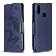 Leather Case Stands Butterfly Flip Cover Holder B01F for Samsung Galaxy M01s Blue