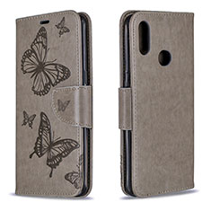 Leather Case Stands Butterfly Flip Cover Holder B01F for Samsung Galaxy M01s Gray