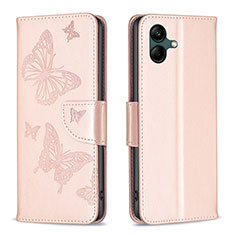 Leather Case Stands Butterfly Flip Cover Holder B01F for Samsung Galaxy M04 Rose Gold