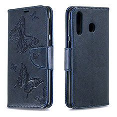 Leather Case Stands Butterfly Flip Cover Holder B01F for Samsung Galaxy M30 Blue