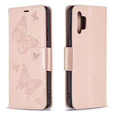 Leather Case Stands Butterfly Flip Cover Holder B01F for Samsung Galaxy M32 5G Rose Gold