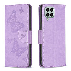 Leather Case Stands Butterfly Flip Cover Holder B01F for Samsung Galaxy M33 5G Clove Purple