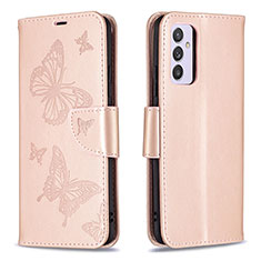 Leather Case Stands Butterfly Flip Cover Holder B01F for Samsung Galaxy M54 5G Rose Gold