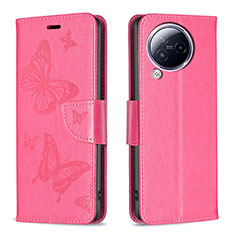 Leather Case Stands Butterfly Flip Cover Holder B01F for Xiaomi Civi 3 5G Hot Pink