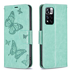 Leather Case Stands Butterfly Flip Cover Holder B01F for Xiaomi Mi 11i 5G (2022) Green