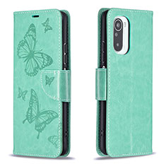 Leather Case Stands Butterfly Flip Cover Holder B01F for Xiaomi Mi 11i 5G Green