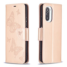 Leather Case Stands Butterfly Flip Cover Holder B01F for Xiaomi Mi 11i 5G Rose Gold