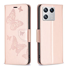 Leather Case Stands Butterfly Flip Cover Holder B01F for Xiaomi Mi 13 Pro 5G Rose Gold