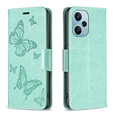 Leather Case Stands Butterfly Flip Cover Holder B01F for Xiaomi Poco F5 5G Green