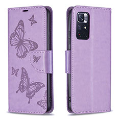 Leather Case Stands Butterfly Flip Cover Holder B01F for Xiaomi Poco M4 Pro 5G Clove Purple