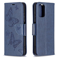 Leather Case Stands Butterfly Flip Cover Holder B01F for Xiaomi Poco M5S Blue