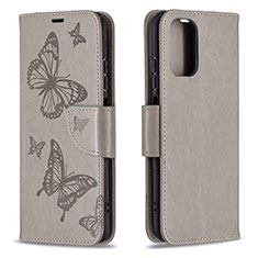 Leather Case Stands Butterfly Flip Cover Holder B01F for Xiaomi Poco M5S Gray