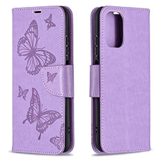 Leather Case Stands Butterfly Flip Cover Holder B01F for Xiaomi Redmi Note 10 4G Clove Purple